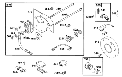 Starter Panel Kit Diagram and Parts List for  Briggs and Stratton Engine